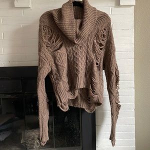 NSF Distressed Wool Turtleneck